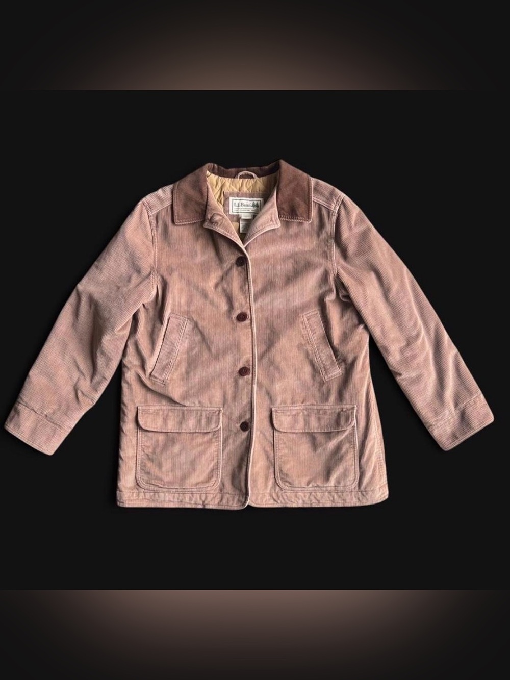 Vintage Y2K L.L.Bean Brown corduroy barn chore jacket women’s Size XL quilted